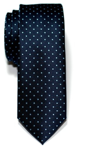 Retreez Herren Schmale Gewebte Krawatte Kleinen Punkten 5 cm - marineblau mit hellblau punkten