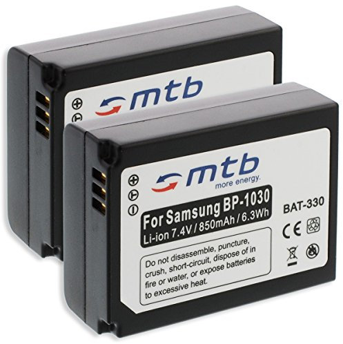 2x Batteria ED-BP1030, BP1130 per Samsung NX200, NX300, NX1000, NX1100, NX2000