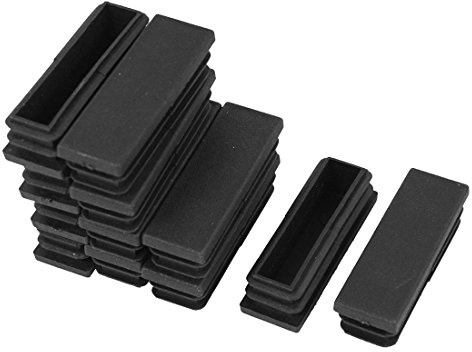 sourcing map 12 Stück Schwarz Vierkantrohr-Einsatz Deckel 20mm x 60mm | Kunststoff Rippe