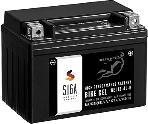SIGA GEL Motorradbatterie 12V 5Ah 130A/EN GEL Batterie YB4L-B CB4L-B 50411 YB4L-B Gel12-4L-B