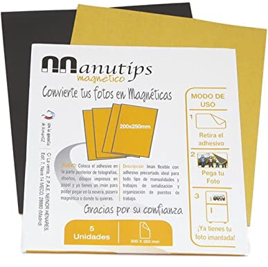 Aiman GZ - 5 Imanes Flexibles para Fotos y Manualidades: 200-250 mm con Adhesivo