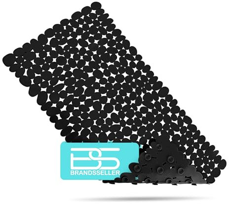 Brandsseller Badewanneneinlage 70x35 cm Badewannenmatte Duschmatte in Steinoptik Schwarz