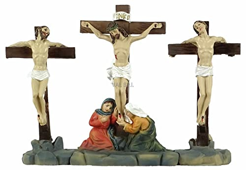 Jesus am Kreuz Die Kreuzigung Passionsfigur 3 tlg. Religion Kirche Figuren NEU
