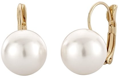 Traveller Pendientes Brisur – perla blanca de 12 mm, 10mm, Perla, Sin piedra preciosa