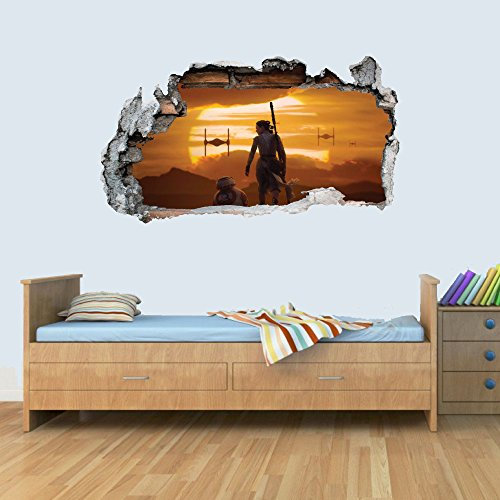 GNG Starwars Sonnenuntergang Sturm zertrümmert Wand Aufkleber Poster 3D Kunst Aufkleber Vinyl Raum M