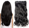 TESS Clip in Extensions Gewellt 60 cm, Schwarz Haarverlängerung 1 Teil 5 Clips Hair Extensions Clip in Synthetic Haarteil für Frauen