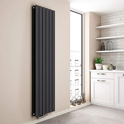 EMKE Vertikal Heizkörper 1800x460mm, Flachheizkörper Doppellagig Design Heizkörper Flach Paneelheizkörper Mittelanschluss Heizung Anthrazit 1670W