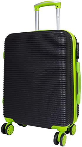 Warenhandel König Hartschalen ABS Koffer Trolley Reisekoffer Reisetrolley Handgepäck Boardcase Santorin (Größe M, Farbe Schwarz-Grün)