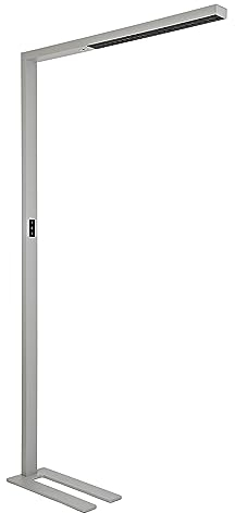 MAUL LED-Standleuchte MAULsirius colour vario sensor, dimmbar – Hochwertige Arbeitsplatzleuchte fürs Büro – Leistungsstarke Stehleuchte mit 3000-5700K Farbtemperatur – silber