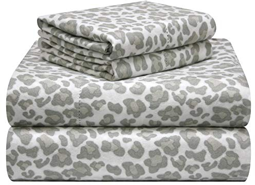 pointehaven 180 g/m², samtiges Gefühl, luxuriöses Baumwollflanell-Bettwäsche-Set, Doppelbett, Leopardenmuster