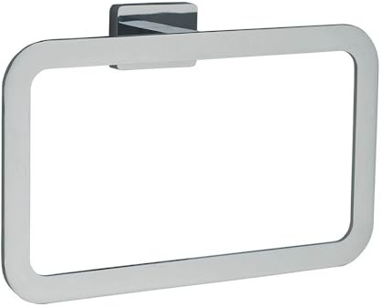 Kibath 407423 Handtuchring Design SE. Hergestellt aus Edelstahl und glänzendem Chrom-Finish, quadratische Formen. Befestigung mit Schrauben.