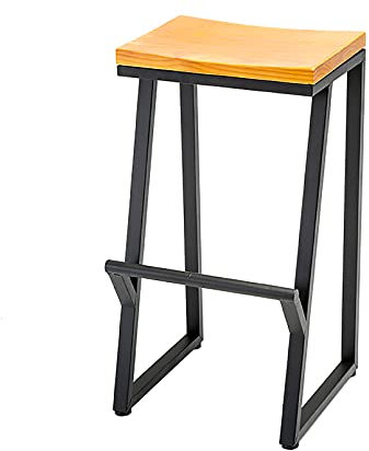 Holz Barhocker für Küche, Kneipenhohe Stühle mit Metallgestell, Barhocker ohne Rückenlehne, Moderner Mode-einfacher Barhocker, Mid Century Dining Holzstuhl Hochhocker, Home Barhocker