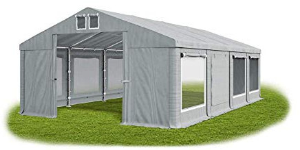 Das Company Partyzelt 6x8m Lagerzelt Universalzelt Moskitonetz wasserdicht grau Zelt 560g/m² PVC Plane ganzjährig Gartenzelt Winter ISDM - Zeltgarage, Pavillon, Zeltgarage Winterfest - Winterzelt