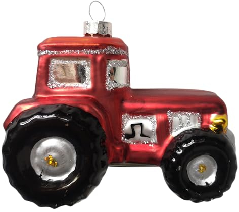 Generisch Trecker Traktor rot Weihnachtsbaumkugel Glas Christbaumschmuck Weihnachten