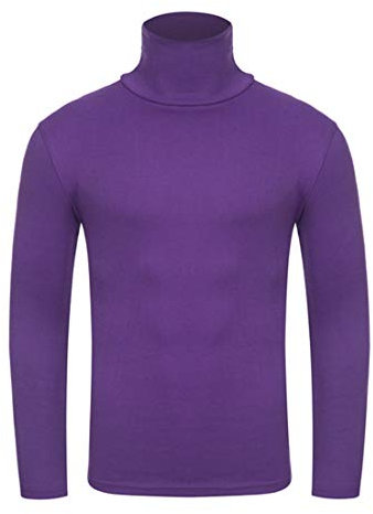 PRJN - Maglione da uomo a collo alto, stile casual, slim fit, lavorato a maglia, con collo alto, collo alto B-viola XL