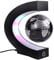 Floating Globe with Colored LED Lights C Shape Anti Gravity Magnetic Levitation Rotating World Map for Gift Home Office Desk Decoration (Black, With switch)
