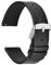 WOCCI 18mm Dünne Flache Leder Uhrenarmband für Smartwatch mit Silberner Schnalle (Schwarz)