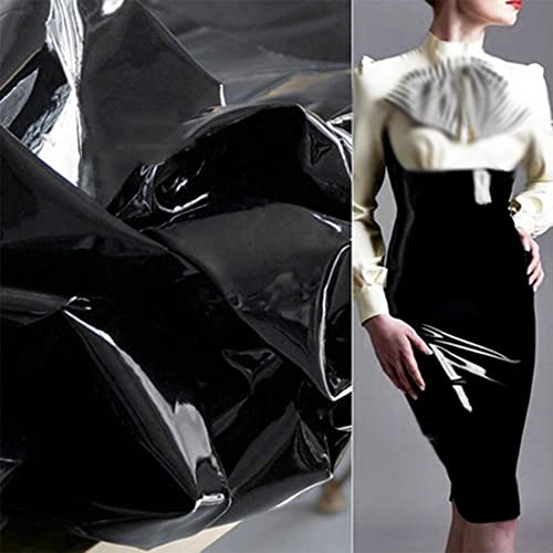 FFYUEEE Helles Schwarzes Starres PU-Gewebe, Lackleder-Spiegelkleid-Gewebe, Gepäck/Rock/Schuhmaterial, Festbreite 130Cm,50CM