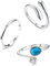 Milacolato Zehenring Set 925 Sterling Silber für Damen, Hypoallergen Verstellbarer Bandring Offener Zehenring Fußschmuck Minimalistisch, Tropfen Türkis Zehenringe Sommer-Accessoire