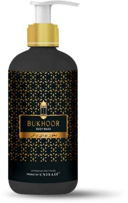 Unisaif Bukhoor Arabian Luxury Organic Body Wash & Shower Gel for Women & Men Ph Balanced, Skin Friendly, Sulphate & Paraben Free 300ml