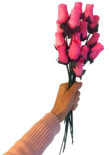 NARAMAKI Blumenstrauß aus Holz als Geschenk – 16 Stück Knospen aus Holz mit langem Stiel – Packung wie vom Floristen (Rosa)