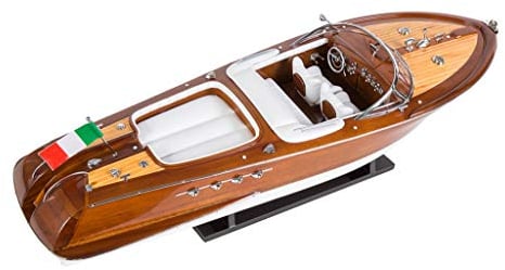 Riva Aquarama Klassisches Modellboot aus Holz, 69,8 cm (innen weiß), montiertes Modellboot-Dekor aus Holz, handgefertigte Modellboote aus Holz, Modellschiff-Dekoration, italienisches Riva-Boot