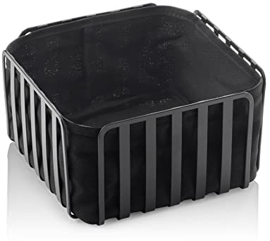 WAS Germany Corbeille à pain décorative pour pain et pâtisseries - En métal revêtu par pulvérisation avec insert en coton - Noir - 19 x 19 x 10,5 cm