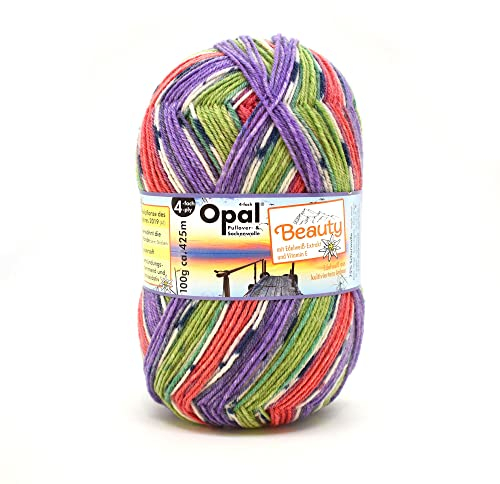 Opal Beauty Wellness,4.fach Sockenwolle,mit Edelweiß-Extrakt u. Vitamin E,100 g/420m,75% Schurwolle (superwash) / 25% Polyamid (11300 Gelassenheit)