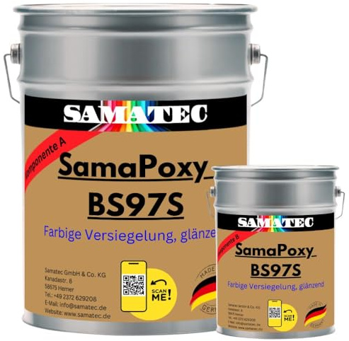 2K Bodenbeschichtung Bodenversiegelung Bodensiegel Bodenfarbe Betonfarbe Versiegelung glänzend auf Epoxidharzbasis SamaPoxy BS97S 1Kg (RAL 8004 Kupferbraun/Ziegelrot)