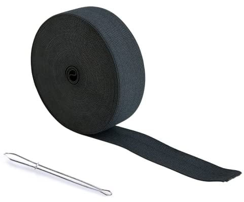 AHPYEUHK Gummiband Nähen 12M Gummiband Breit 25mm Schwarz Hosengummi Breites Gummiband Elastisches Band Elastic Band für DIY Handwerk Nähzubehör