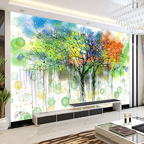 Vlies Fototapete Abstrakter bunter Baum 3D Effekt Vlies Tapeten Wandtapete XXL Moderne Wanddeko Wohnzimmer Schlafzimmer Büro Flur 250 cm B x175 cm