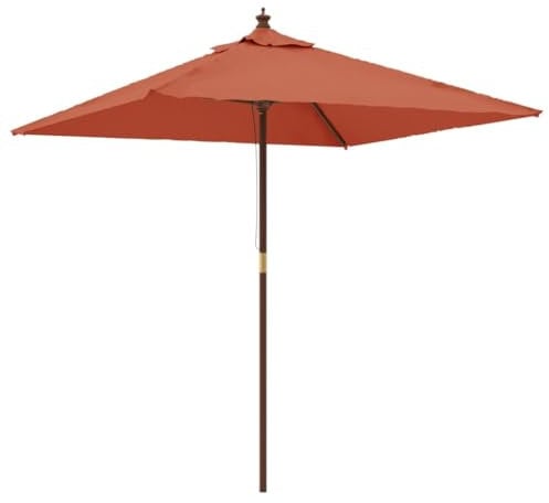 vidaXL Parasol de Jardin avec mât en Bois Terre Cuite 198x198x231 cm, Parasol, Parasol d'extérieur, Parasol de Patio, Parapluie, Parasol de terrasse