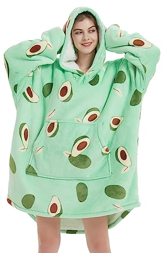 NAFLEAP Decke Hoodie Frauen Tragbare Decke Erwachsene Übergroße Fleece Sherpa Weihnachten Sweatshirt Geschenk für Frauen, Avocado Tender, Erwachsene