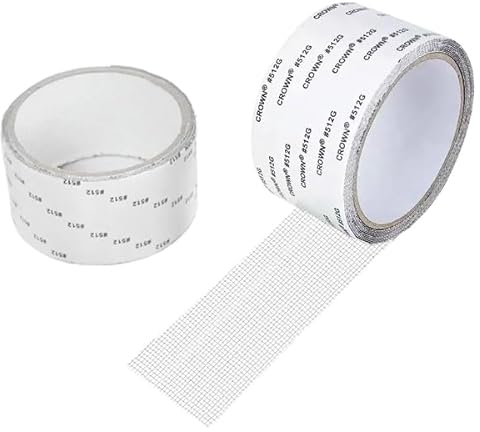 ANNCHILIO 2 Rolls Fly Screen Repair Set - 2 m x 5 cm Self-Adhesive Fibreglass Tapes for Easy Repair of Damaged Fly Screens and Mosquito Nets on Windows and Doors