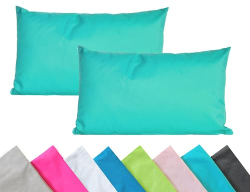 JACK 2er Set Outdoor Kissenhülle Kissenbezug 40x60cm Wasserfest Sitzkissen Lounge Kissen Garten Stuhl Lotus Effekt, Farbe:Aqua