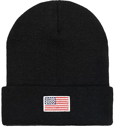 The Hat Depot 3D-bestickte Mütze mit Strafverfolgungsbehörden., 5. Flagge Beanie, Einheitsgröße