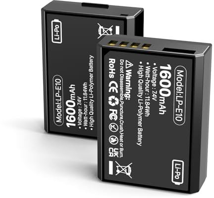BOANV LP-E10 Akku 7.4V 1600mAh Akku für EOS Rebel T3, T5, T6, T7, Kiss X50, Kiss X70, Kiss X80 Kiss X90 EOS 1100D, EOS 1200D, 1300D, 2000D, Digitalkamera Ersatz Akku-(2 Stück)