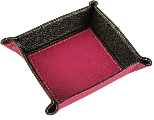 modamoda de - K01 - Dekoschale Taschenleerer Ablage aus Echtleder 16x16x4 cm, Farbe:Pink