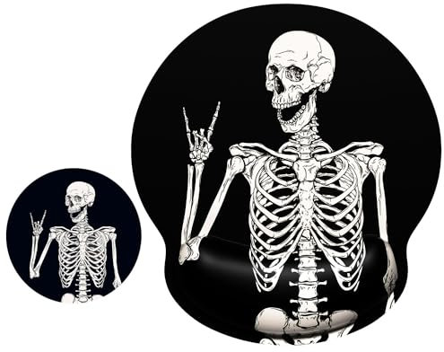 ITNRSIIET Tapis de souris ergonomique avec repose-poignet - Surface lisse - Base en caoutchouc antidérapante - Fournitures de bureau confortables - Soulage la douleur - 24,9 x 23,1 cm - Squelette