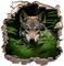 Samunshi® Wanddeko Wandriss mit Wolf Fenster in andere Welt Portal Wallart Wandtattoo für Wohnzimmer Küche Wandaufkleber Wandsticker 70x70cm