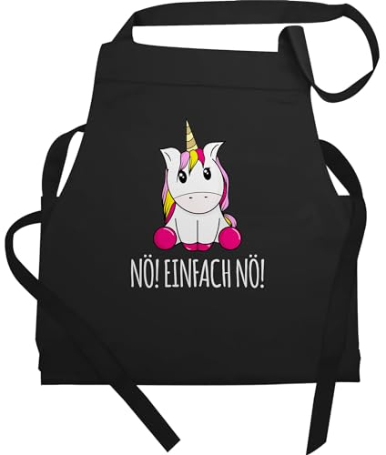 Shirtracer Schürze Geschenk - Einhörner - Erwachsene - Nö Einfach Nö Einhorn - 60x87 - Schwarz - einhörnern no kochschürze unicorns nö! kochschürzen motiv unicorn küchenschürze mit freche sprüche