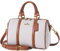 Angel Kiss Damen-Umhängetasche, Geldbörsen und Handtaschen, veganes Leder, Boston Barrel Bag mit Tragegriff oben, Schultertasche mit Crossbody-Gurt, Beige