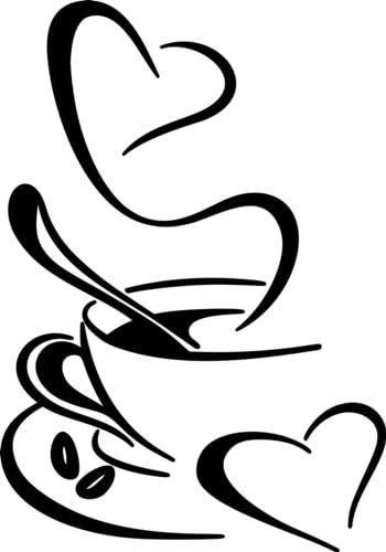 SoulArt® Vinilo decorativo taza de café. Pegatinas decorativas cocina. Decoración cafeteria, vinilo pared autoadhesivo, vinilo de corte para negocios (29x41cm)
