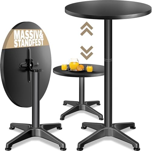 Casaria® Table de Bar bistrot Pliable Ronde ? 60 cm réglable en Hauteur 70 cm / 115 cm 2 en 1 en Acier Mange Debout