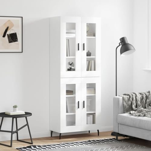 CBLDF Highboard Hochglanz Weiß 69,5x34x180cm Holzwerkstoff