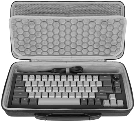 GEEKRIA 65% Tastatur-Tragetasche, Hartschalen-Reisetasche für kompakte 68-Tasten-Tastatur mit Knopf, kompatibel mit ASUS ROG Falchion NX 65%, Keychron Q2/Q2 Pro/V2, Razer Huntsman V3 Pro Mini 60%