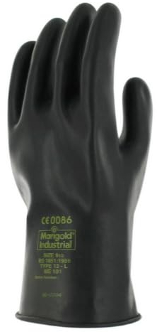 DSTOCK60 Ansell Emperor ME101 Handschuhe aus Naturkautschuk, Schutz vor Chemikalien und Flüssigkeiten, schwarz (1 Paar Beutel) (7,5)