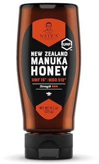 Nate's Raw Manuka Honey New Zealand MGO 512+ | UMF Certified 15+ | 13.2 oz Squeeze Bottle