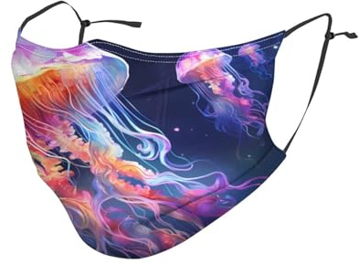 YYHHAOFA Staubmaske für Erwachsene, weich, atmungsaktiv, geeignet für Camping, Laufen, Reisen, den täglichen Gebrauch, bunte Quallen-Drucke, 1 Stück