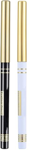 Eyeliner Wasserfest, 2Pcs Kajalstift Schwarz Weiss, Schweißfest & Wasserfest Schwarz Kajal, Natürlich Black & White Matte Eyeliner Pinsel, Langlebig Gel Eyeliner Pencil